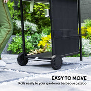 3 Plus 1 Burner Gas BBQ Grill with Thermometer Side Table and Wheels in Black by Outsunny