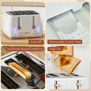 White Four Slice Honeycomb Toaster With Adjustable Browning Control by HOMCOM