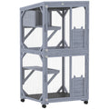 Rolling Outdoor Cat Enclosure With Three Levels for Easy Garden Access Dark Grey Pawhut