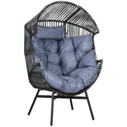 Grey Rattan Egg Chair with Cushioned Seat Ideal for Garden or Balcony Relaxation