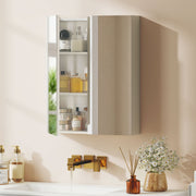 Bathroom Wall Mounted Mirror Cabinet with Adjustable Shelf for Extra Storage White AOSOM