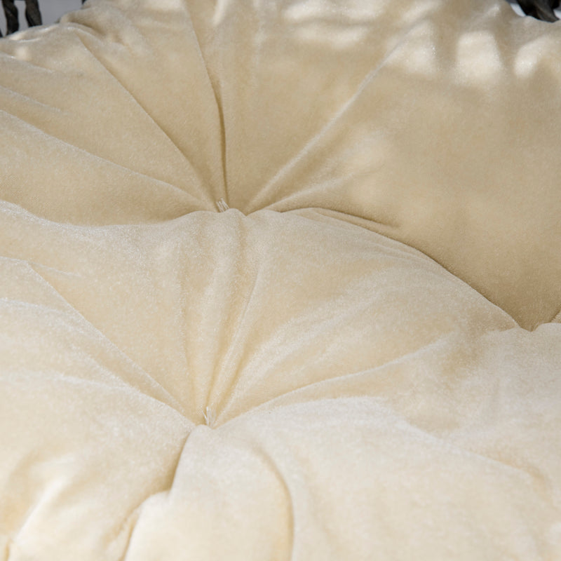 Rattan Elevated Cat Bed House with Removable Cushion Ideal for Kittens Silver Tone, Grey