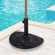 Black 9kg Half Round Parasol Base Resin Umbrella Stand Floral Design for Garden Outdoor by Outsunny