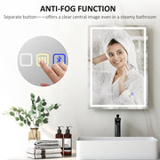 Silver LED Bathroom Mirror 50 x 70 cm with Bluetooth Clock and Anti Fog Feature