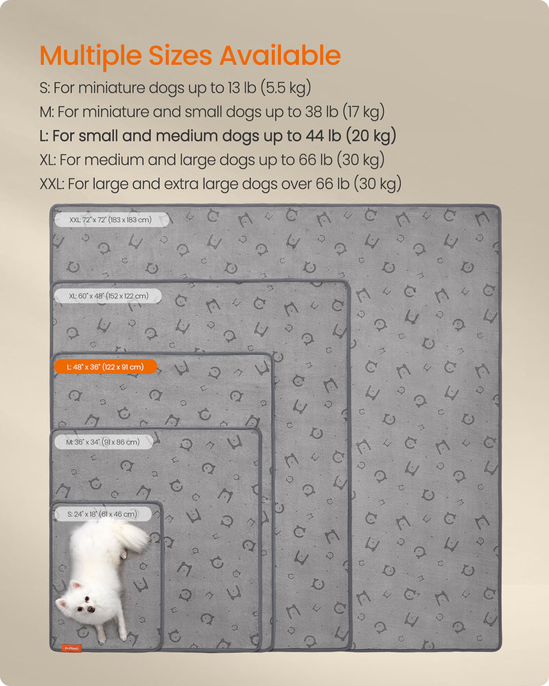 Large Reusable Dog Training Pads 2 Pack 122 x 91 cm Washable and Absorbent Grey by Feandrea