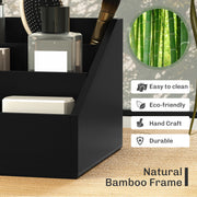 Black Bamboo Desk Organiser with 7 Compartments and 2 Drawers for Home Office by HOMCOM