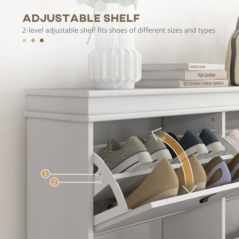 Shoe Storage Cabinet for Hallway Organisation with Four Drop-Down Compartments White AOSOM