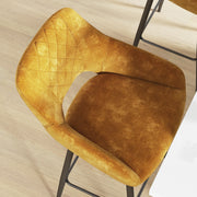 Set of 2 Velvet Bar Stools with Padded Seats Ideal for Kitchen or Home Bar, Brown