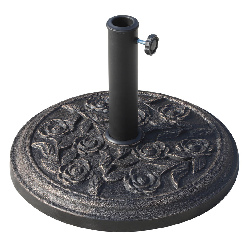9kg Round Garden Parasol Base Bronze Outdoor Umbrella Stand for 38mm or 48mm Poles by Outsunny