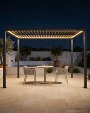 Pure 3x3m louvred roof pergola with solar LED lighting