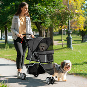 Charcoal Grey 3 Wheel Pet Stroller for Small and Miniature Dogs by Outsunny AOSOM
