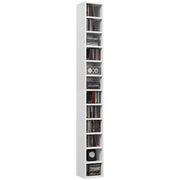 Tall Narrow Media Storage Tower for 204 CDs Ideal for Small Spaces, White