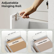 White 3 Drawer Office Filing Cabinet With Wood Effect Finish For Home Organisation