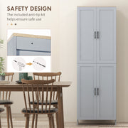 Grey Freestanding Kitchen Storage Cupboard, 4 Doors with Adjustable Shelves by HOMCOM