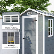 Grey 4 x 6ft Plastic Garden Shed With Floor, Window, Lockable Door, and Vents by Outsunny
