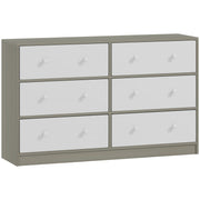 Fabric Chest of Drawers with 6 Spacious Storage Drawers Ideal for Bedroom or Nursery White Grey