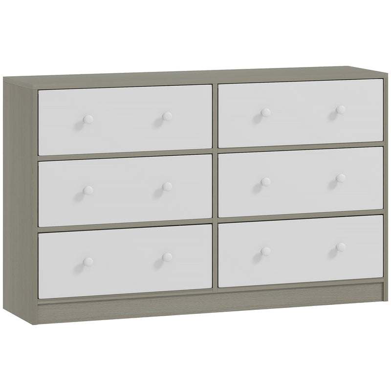 Fabric Chest of Drawers with 6 Spacious Storage Drawers Ideal for Bedroom or Nursery White Grey