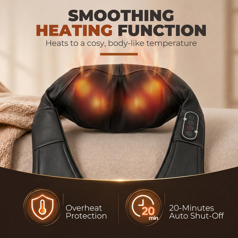 Electric Neck and Shoulder Massager with Heat for Quick Muscle Relief Black Homcom