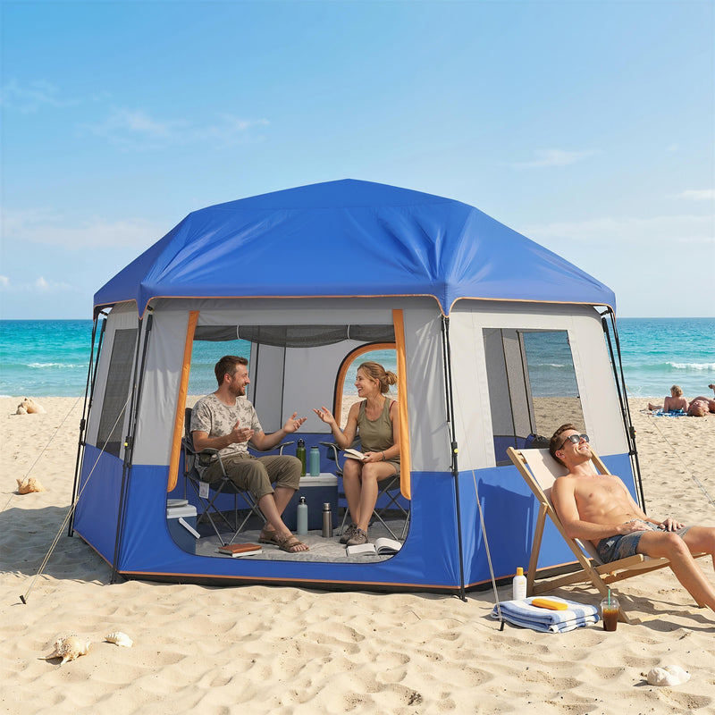 Family Tent for 6 With Quick Setup and Weather Protection for Garden or Beach Blue