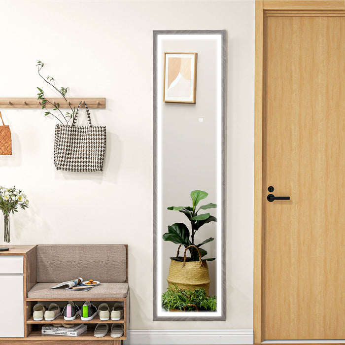Full Length Mirror with Adjustable LED Light Grey by HOMCOM