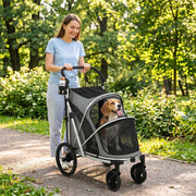 Dog Stroller for Easy Walks with Quick Fold and Mesh Windows Grey Silver Pawhut