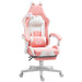 Pink and White Cat Ear Adjustable Gaming Chair Wheels and Footrest by HOMCOM