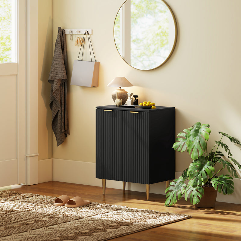 Adjustable Sideboard with Storage Shelves Ideal for Living Room or Hallway Black AOSOM