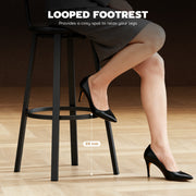 Set of 2 Industrial Bar Stools with Backrests and Footrests for Kitchen Island Rustic Brown and Black