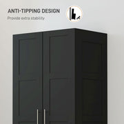 Black Double Panelled Door Wardrobe with Shelves by HOMCOM