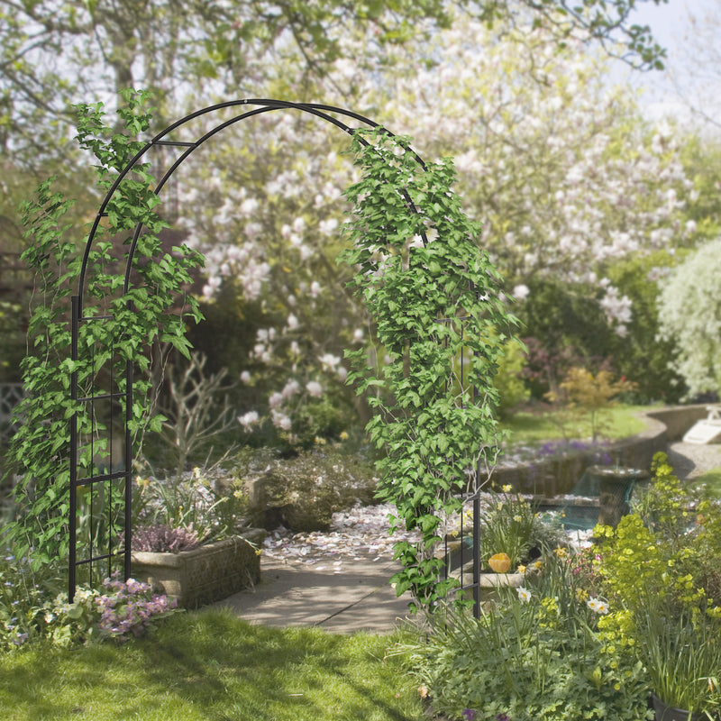 Metal Garden Arch for Climbing Plants and Outdoor Entrances Black Outsunny