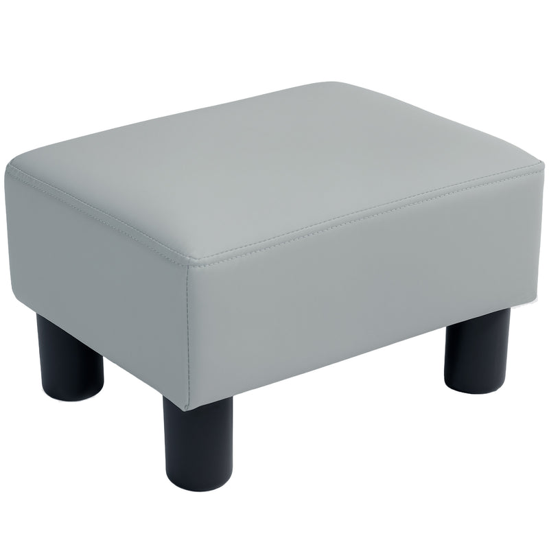 Grey PU Leather Footstool with Four Sturdy Plastic Legs by HOMCOM