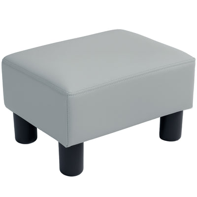 Grey PU Leather Footstool with Four Sturdy Plastic Legs by HOMCOM Homcom