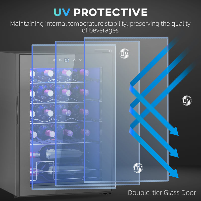 Black 20 Bottle Countertop Wine Fridge 5-18℉ Temperature Control by HOMCOM