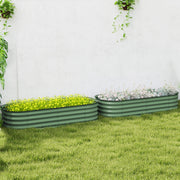 Green Galvanised Metal Raised Garden Beds Pack of 2 for Flowers Herbs and Succulents