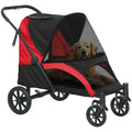 Easy Folding Pet Stroller for Large Dogs With Shock Absorb Frame and Safety Leashes by PawHut AOSOM