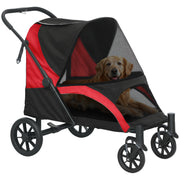 Easy Folding Pet Stroller for Large Dogs With Shock Absorb Frame and Safety Leashes by PawHut AOSOM