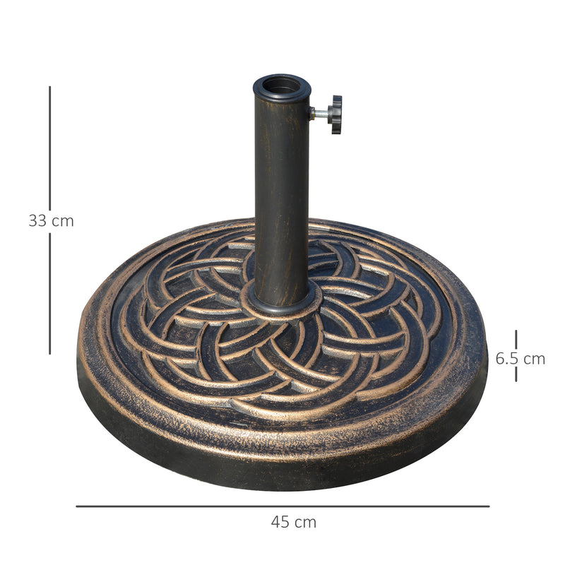Bronze 11.5kg Heavy Duty Parasol Base Fits 38mm to 48mm Garden Umbrella Poles