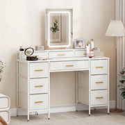 Dressing Table with LED Mirror and Ten Drawers for Organised Bedroom Storage White AOSOM