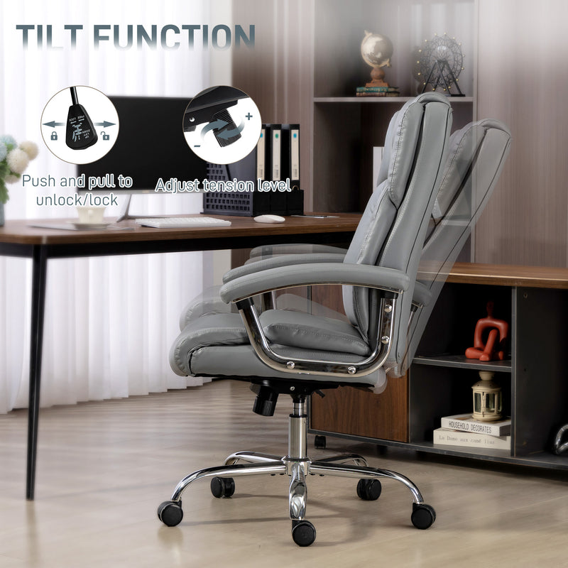 Heavy Duty Executive Office Chair with Spring Cushion Support PU Leather Grey