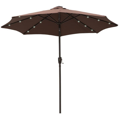 2.7m Garden Umbrella With Lights, Tilt, Crank Outsunny