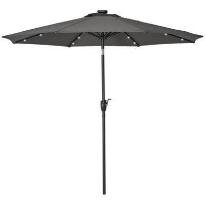 2.7m Garden Umbrella With Lights, Tilt, Crank Outsunny