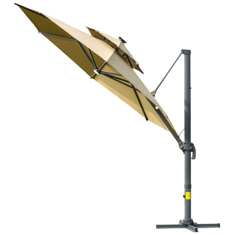 3m Cantilever Parasol With Solar Lights, Power Bank