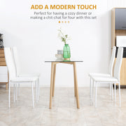 Set of 4 White Faux Leather Dining Chairs with Cushioned Seats for Modern Kitchens