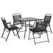 Image of a Patio Dining Set With 4 Folding Chairs and a Square Dining Table, Black