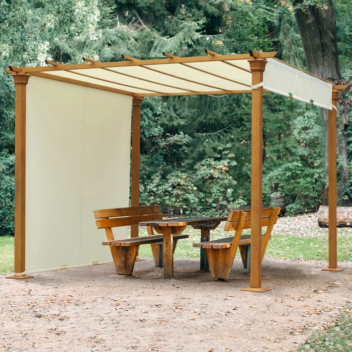 Metal Pergola With Retractable Roof, 3 x 3m, Beige