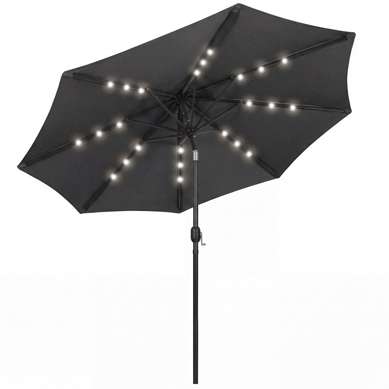 Patio Umbrella With Lights Adjustable Shade for Day and Night Use (Free Rain Cover) Outsunny