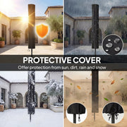 Patio Umbrella With Lights Adjustable Shade for Day and Night Use (Free Rain Cover) Outsunny