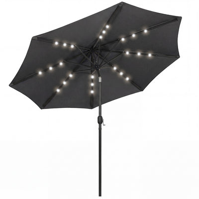 Patio Umbrella With Lights Adjustable Shade for Day and Night Use (Free Rain Cover) Outsunny