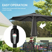 Patio Umbrella With Lights Adjustable Shade for Day and Night Use (Free Rain Cover) Outsunny