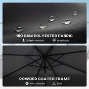 Patio Umbrella With Lights Adjustable Shade for Day and Night Use (Free Rain Cover) Outsunny